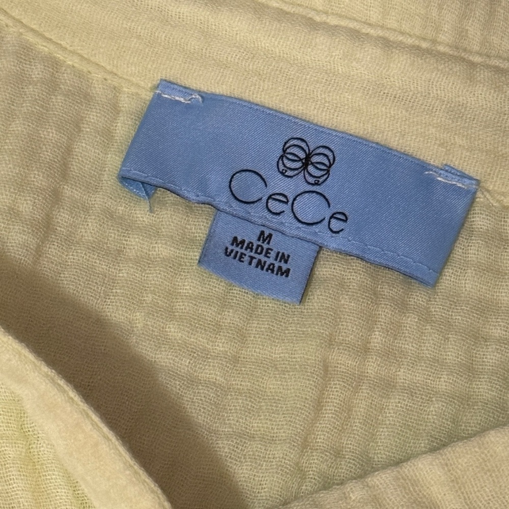 CeCe brand 100% Cotton PopOver Top-Sz M-Light Key Lime Color-Textured-EUC - Picture 9 of 12